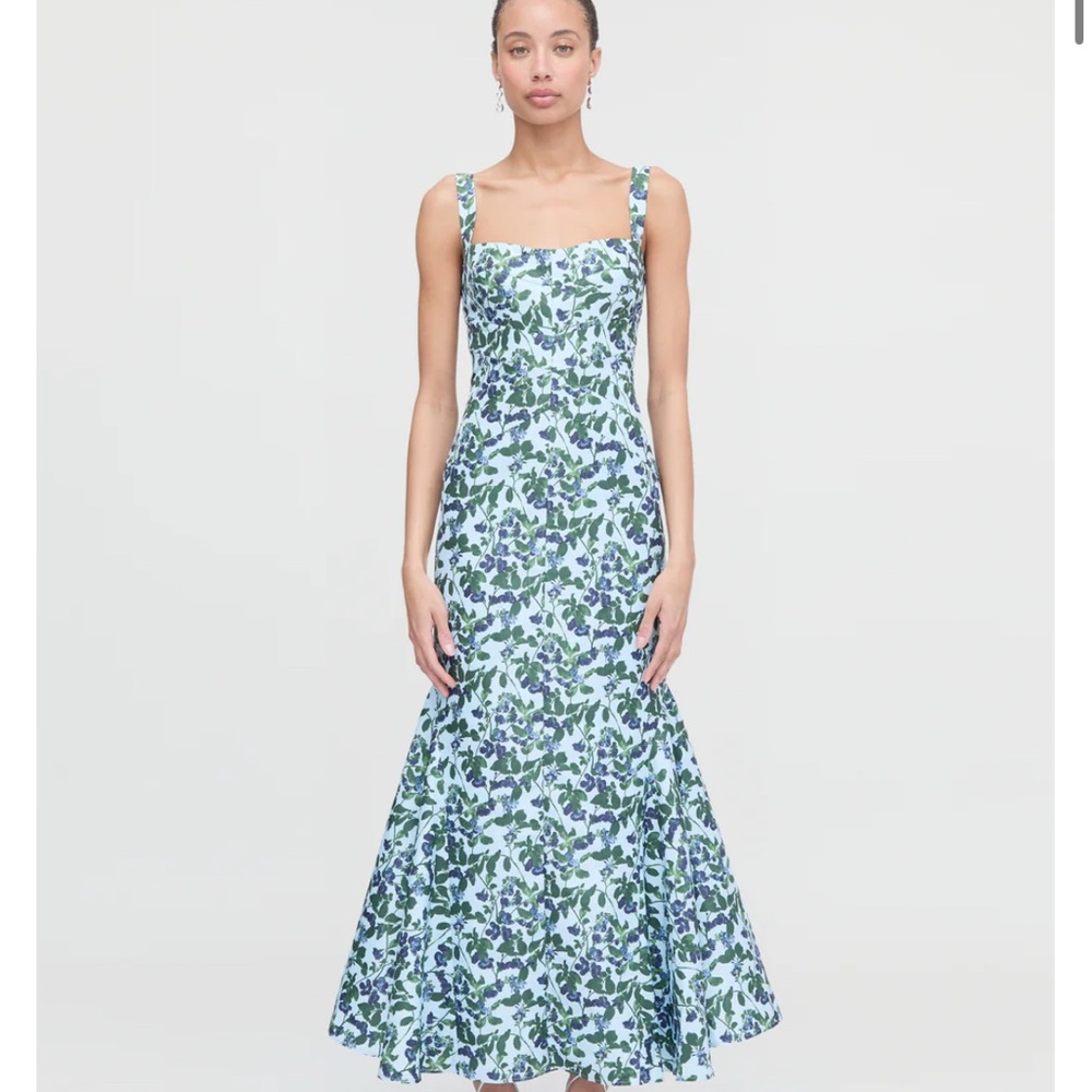 Hill House Blue and Green Floral Midi Dress